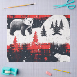 Red Buffalo Plaid Polar Bear Seidenpapier