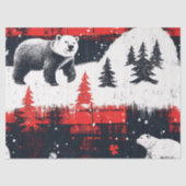 Red Buffalo Plaid Polar Bear Seidenpapier (Vorderseite)
