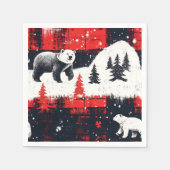 Red Buffalo Plaid Polar Bear Serviette (Vorderseite)