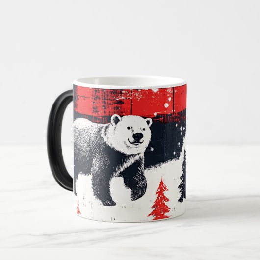 Red Buffalo Plaid Polar Bear Verwandlungstasse (Vorderseite Links)