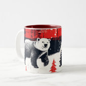 Red Buffalo Plaid Polar Bear Zweifarbige Tasse (Vorderseite Links)