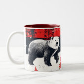 Red Buffalo Plaid Polar Bear Zweifarbige Tasse (Links)