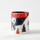Red Buffalo Plaid Polar Bear Zweifarbige Tasse (Mittel)
