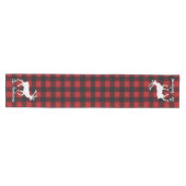 Red Buffalo Plaid & Reindeer | Personal Name Gift  Mittelgroßer Tischläufer (Horizontal)