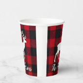 Red Buffalo Plaid & Reindeer | Personal Name Gift  Pappbecher (Rechts)