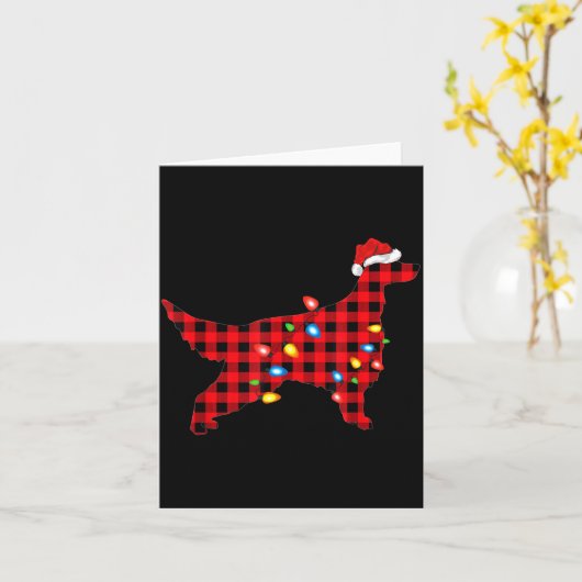 Red Buffalo Plaid Santa Irish Setter Dog Christmas Karte (Gelbe Blume)