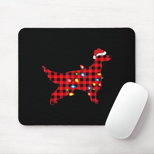 Red Buffalo Plaid Santa Irish Setter Dog Christmas Mousepad (Mit Mouse)