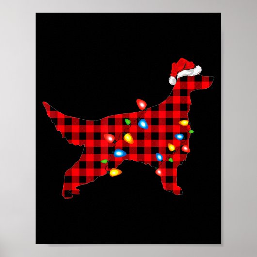 Red Buffalo Plaid Santa Irish Setter Dog Christmas Poster (Vorne)