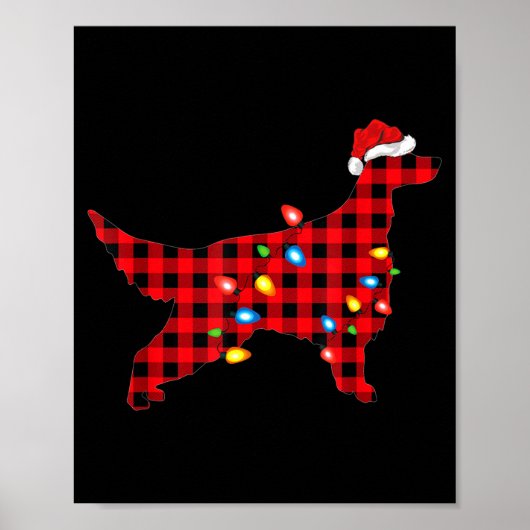 Red Buffalo Plaid Santa Irish Setter Dog Christmas Poster (Vorne)