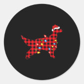 Red Buffalo Plaid Santa Irish Setter Dog Christmas Runder Aufkleber (Vorderseite)