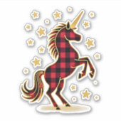 Red Buffalo Plaid Unicorn Christmas Tee for Mom & Aufkleber (Vorderseite)