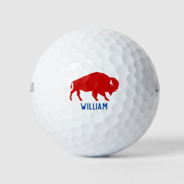 Red Buffalo Silhouette mit Personalisiertem Namen Golfball