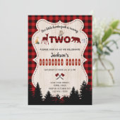 Red Buffalo Woodland Animals Boy Birthday Einladung (Stehend Vorderseite)