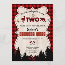 Red Buffalo Woodland Animals Boy Birthday Einladung