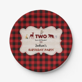 Red Buffalo Woodland Animals Junge 2. Geburtstag Pappteller