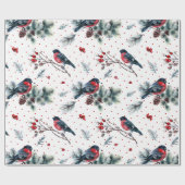 Red Bull finch & Christmas Foliage Muster Geschenkpapier (Flach)