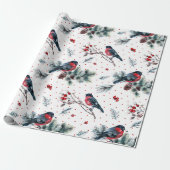 Red Bull finch & Christmas Foliage Muster Geschenkpapier (Ungerollt)