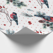 Red Bull finch & Christmas Foliage Muster Geschenkpapier (Ecke)
