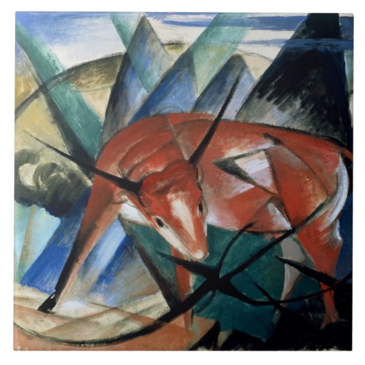 Red Bull (Gouache auf Papier) Fliese (Vorderseite)