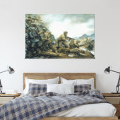 Red Bull in der Winterlinie von Donna Neary Print Leinwanddruck (Insitu (Schlafzimmer))