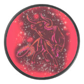 Red Bull rennt in Starry Night Hockey Puck (Vorderseite)