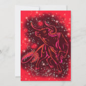 Red Bull Running At Starry Night Birthday Card (Rückseite)