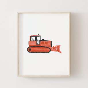 Red Bulldozer Bau Kinder Raum Dekoration