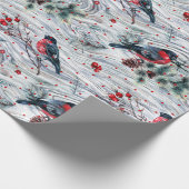 Red Bullfinch & Christmas Foliage Muster Geschenkpapier (Ecke)