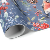 Red Bullfinch Weihnachtsvögel Berries & Pine Cones Geschenkpapier (Rolleneckpunkt)