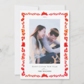 Red Bunny Folkloreportalkarte Montag-Sonntag Einladung (Vorderseite)