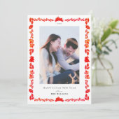 Red Bunny Folkloreportalkarte Montag-Sonntag Einladung (Stehend Vorderseite)