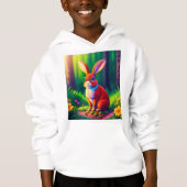 Red Bunny Sitzen auf Gras Hoodie (Vorderseite)