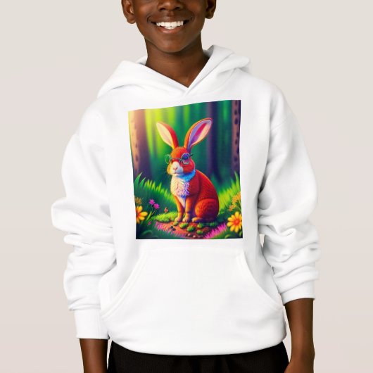 Red Bunny Sitzen auf Gras Hoodie (Vorderseite)