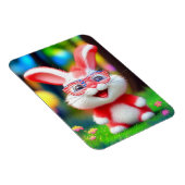 Red Bunny Wearing American Glasses-44244 Magnet (Rechte Seite)