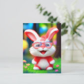 Red Bunny Wearing American Glasses-44244 Postkarte (Stehend Vorderseite)