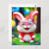 Red Bunny Wearing American Glasses-44244 Postkarte (Vorne/Hinten)