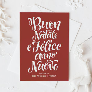 Red Buon Natale e Felice Anno Nuovo Script Feiertagskarte
