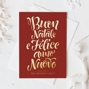 Red Buon Natale e Felice Anno Nuovo Script Folien Feiertagskarte