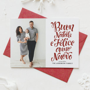 Red Buon Natale e Felice Anno Nuovo Script Foto Feiertagskarte
