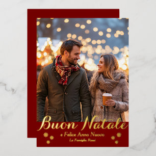 Red Buon Natale e Felice Anno Nuovo Script Foto Folien Feiertagskarte