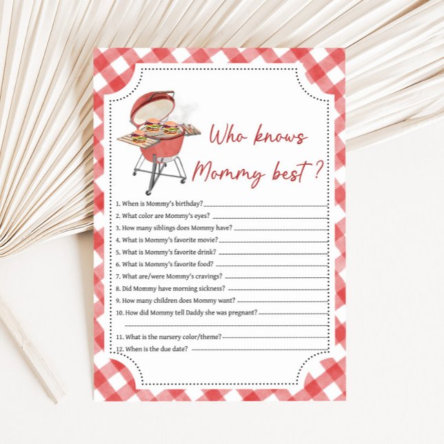 Red Burger BBQ Baby Shower Who Knows Mommy Game (Burger BBQ Baby Shower Game)