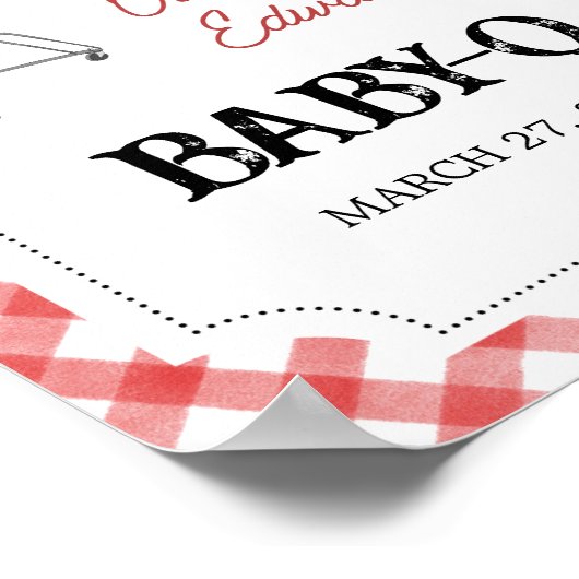 Red Burger GRILLEN Baby Dusche Willkommen Poster (Ecke)