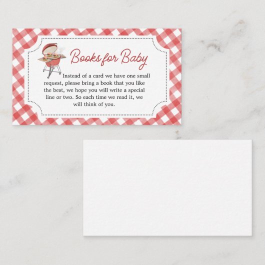 Red Burger GRILLEN Baby Showbücher für Baby Begleitkarte (Vorne/Hinten)