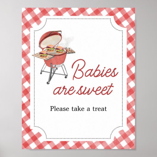 Red Burger GRILLEN Baby Shower Babys sind süß Poster (Vorne)