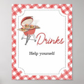 Red Burger GRILLEN Baby Shower Drinks Poster (Vorne)