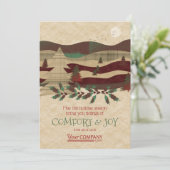 Red, Burgund, Beige Rustic Company Holiday Cards Karte (Stehend Vorderseite)