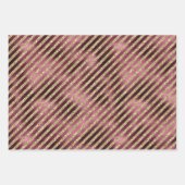 Red Burgund Gold Glitzer Stripes Stars   Geschenkpapier Set (Vorderseite)