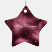 Red Burgundi Gold Glitzer Snowflakes Keramik Ornament (Vorne)