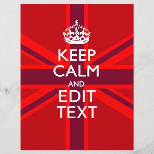 Red Burgundy Behalte Ihre Text Union Jack Flag ber (Vorderseite)