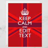 Red Burgundy Behalte Ihre Text Union Jack Flag ber (Vorne/Hinten)